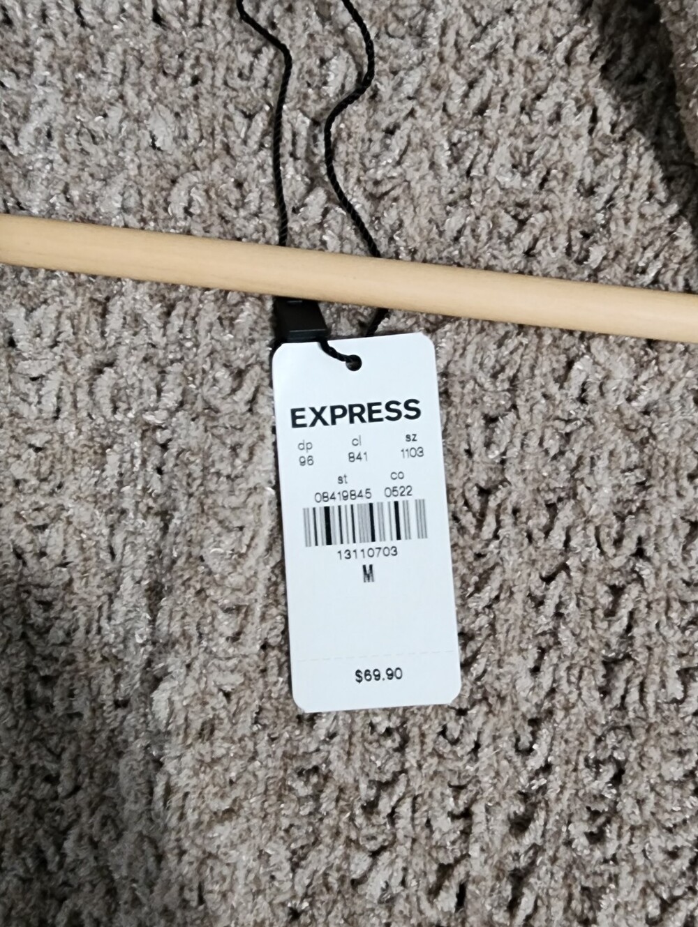 Express Women Chunky Cable Knit Open Front Cardigan Sweater Taupe Tan Medium NWT - Picture 4 of 7